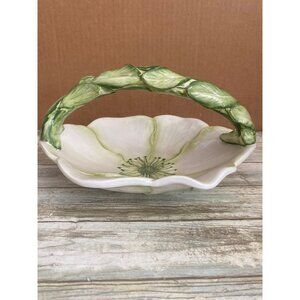 Intrada Italy Ceramic Majolica Flower Basket Bowl 1980s Pottery